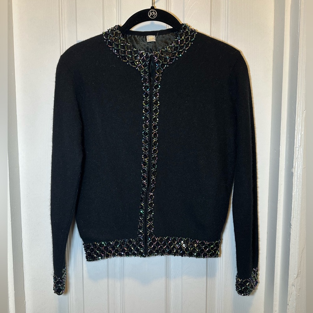 Vintage Black Women's Beaded Sweater